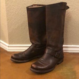 Frye Veronica Slouch Distressed Leather Boots 8.5
